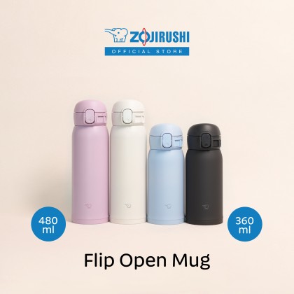 ZOJIRUSHI 0.36L/0.48L S/S ONE TOUCH FLIP-OPEN MUG - SM-WS-36/48