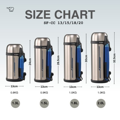 Zojirushi S/S Bottle With Cup (1.3/1.5/1.8/2.0L) SF-CC-13/15/18/20 Zojirushi S/S Bottle With Cup (1.3/1.5/1.8/2.0L) SF-CC-13/15/18/20