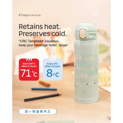 ZOJIRUSHI 0.48L S/S ONE TOUCH FLIP-OPEN MUG - SM-WJ/WN48